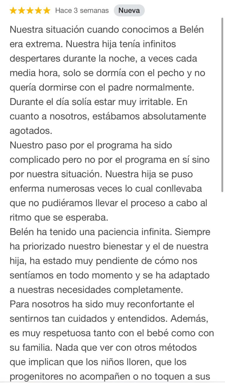 testimonio sueño infantil psicologa especializada en sueño infantil