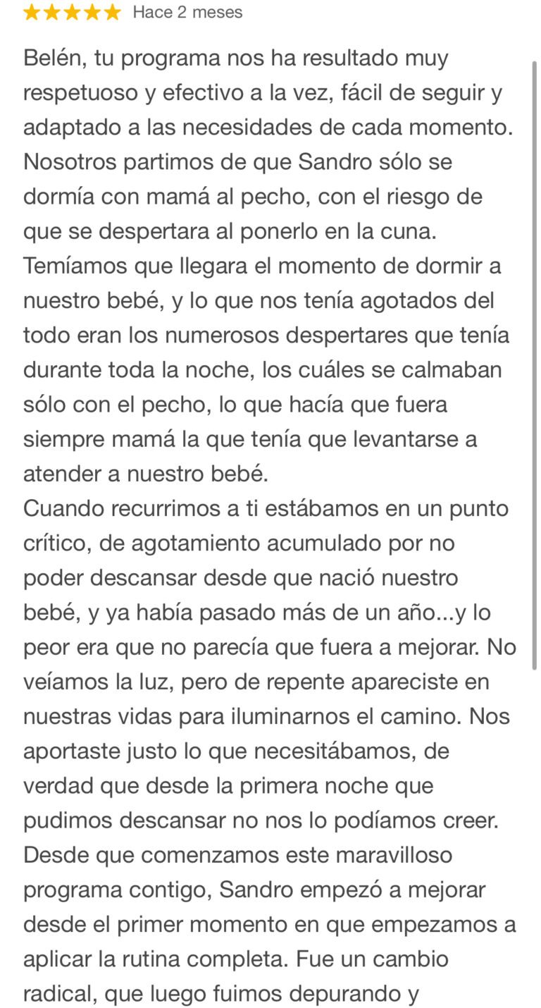testimonio sueño infantil psicologa especializada en sueño infantil