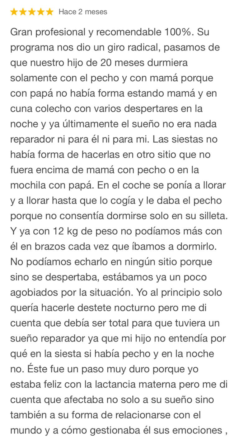 testimonio sueño infantil psicologa especializada en sueño infantil