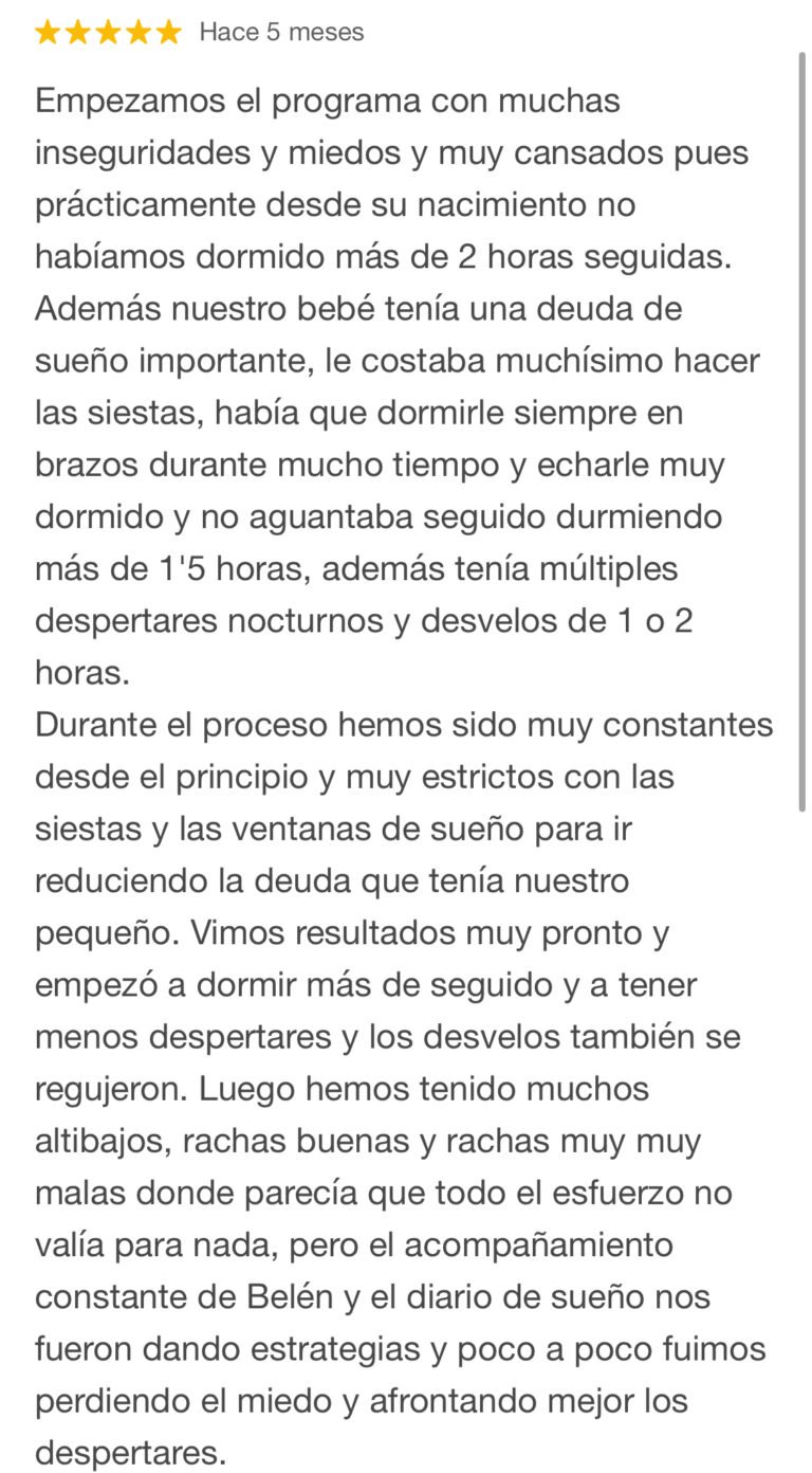 testimonio sueño infantil psicologa especializada en sueño infantil